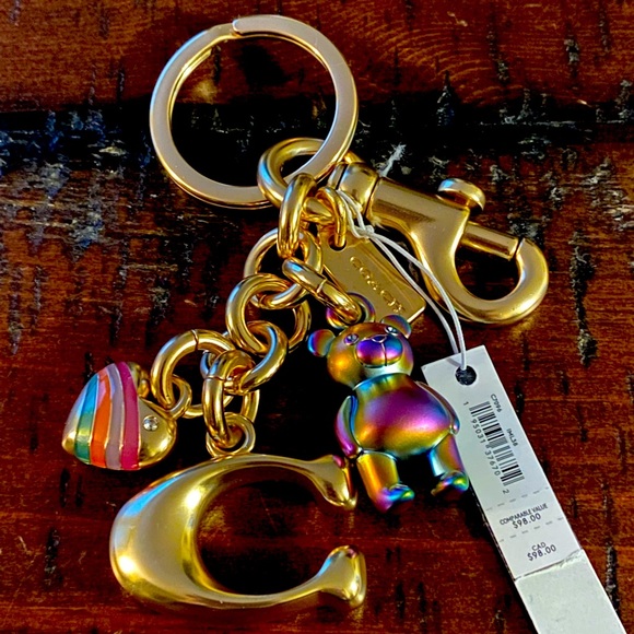 Coach Accessories - Coach key chain fob bag charm in Gold with adorable charms~ BNWT Authentic!